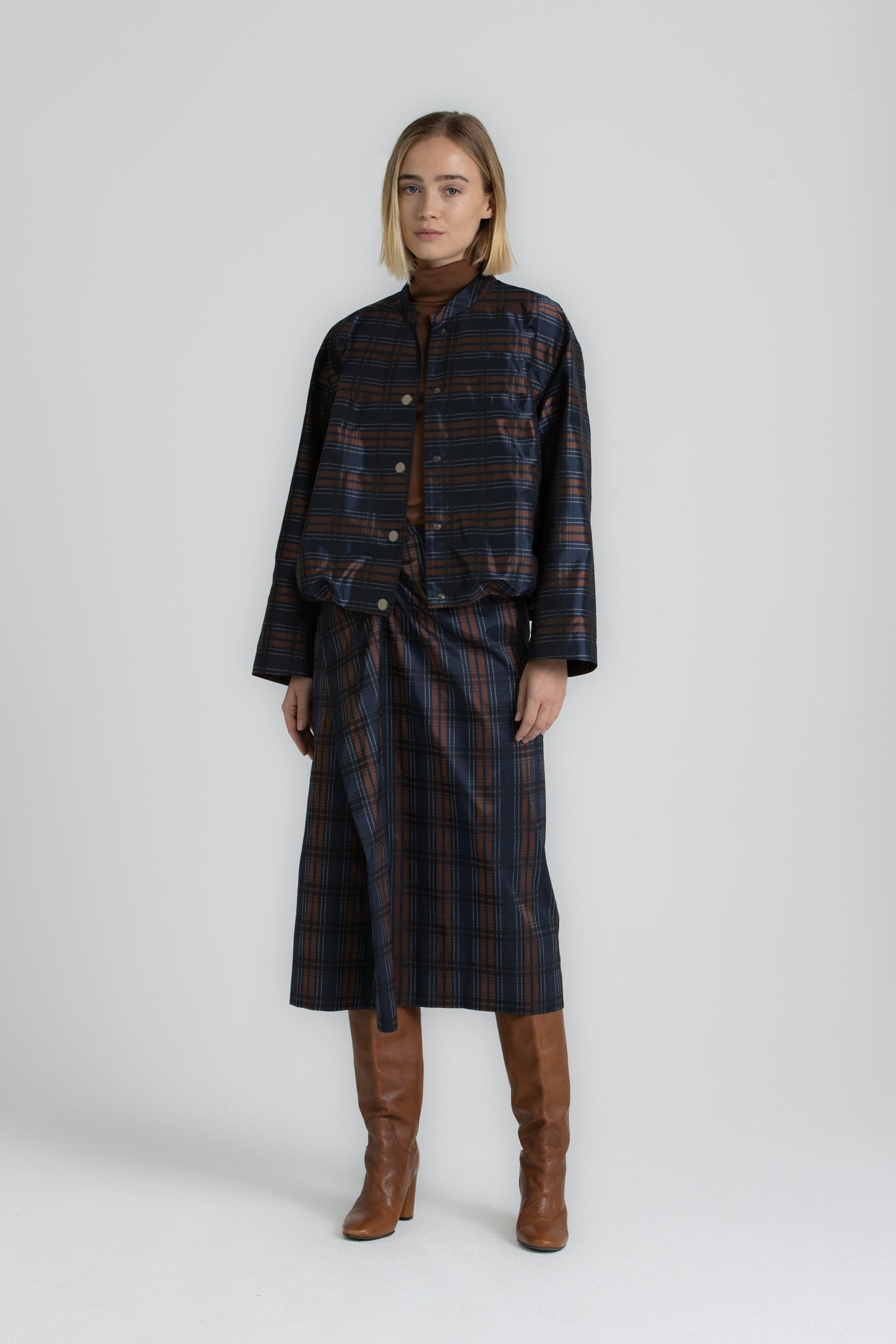 WISDON Checked jacket with press studs