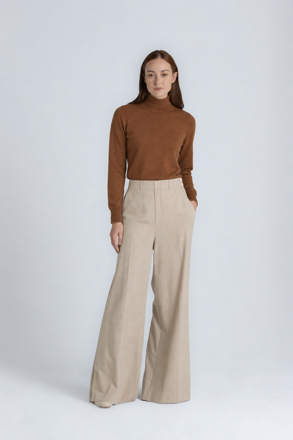 LIVIA Brown polo neck jumper