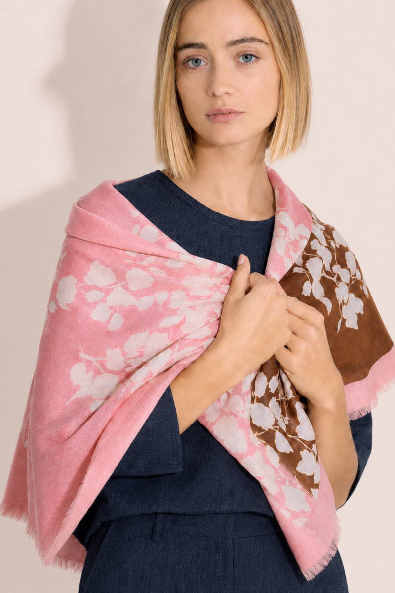 SCARF Écharpe imprimée rose et bordeaux