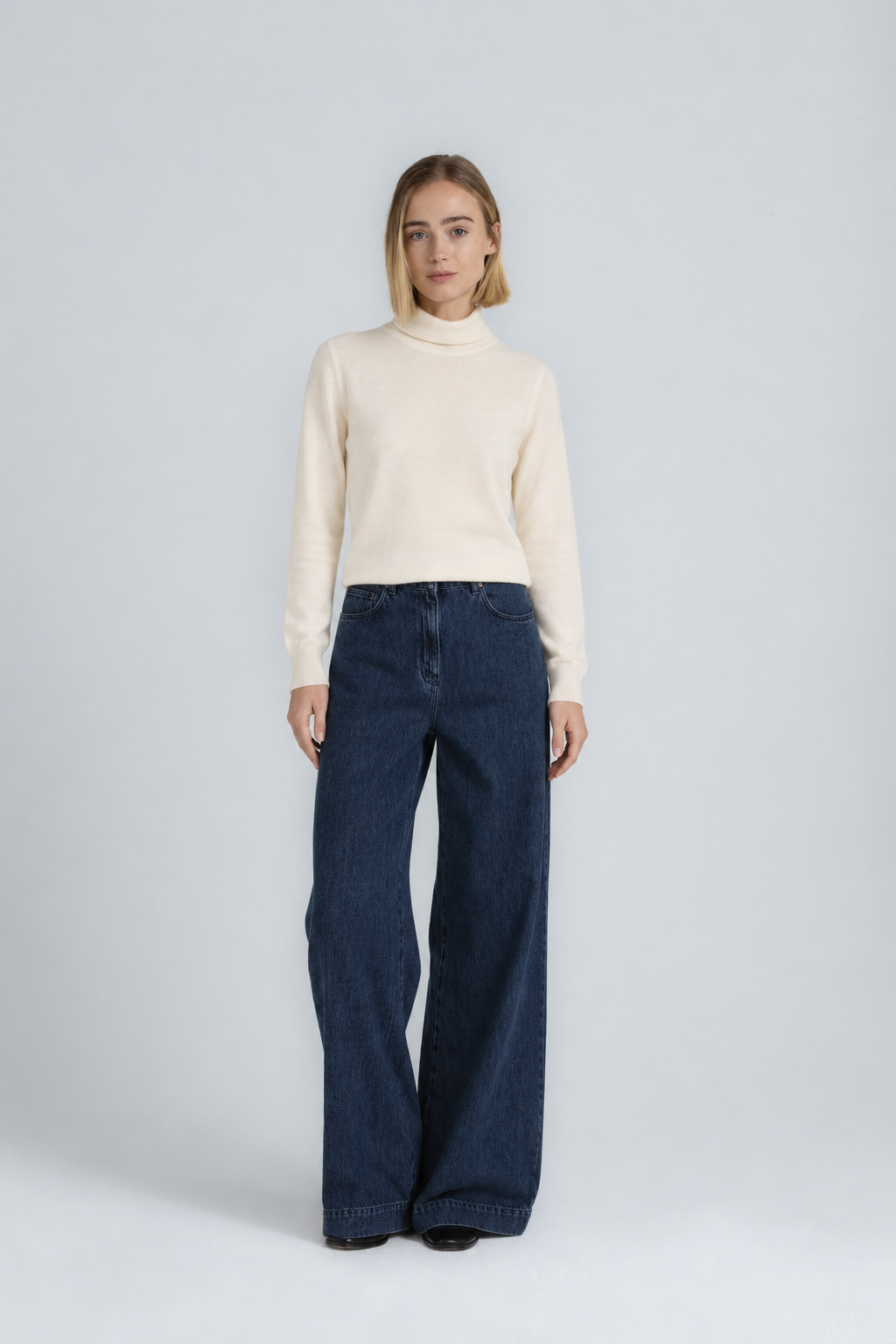 LIVIA Ecru polo neck jumper