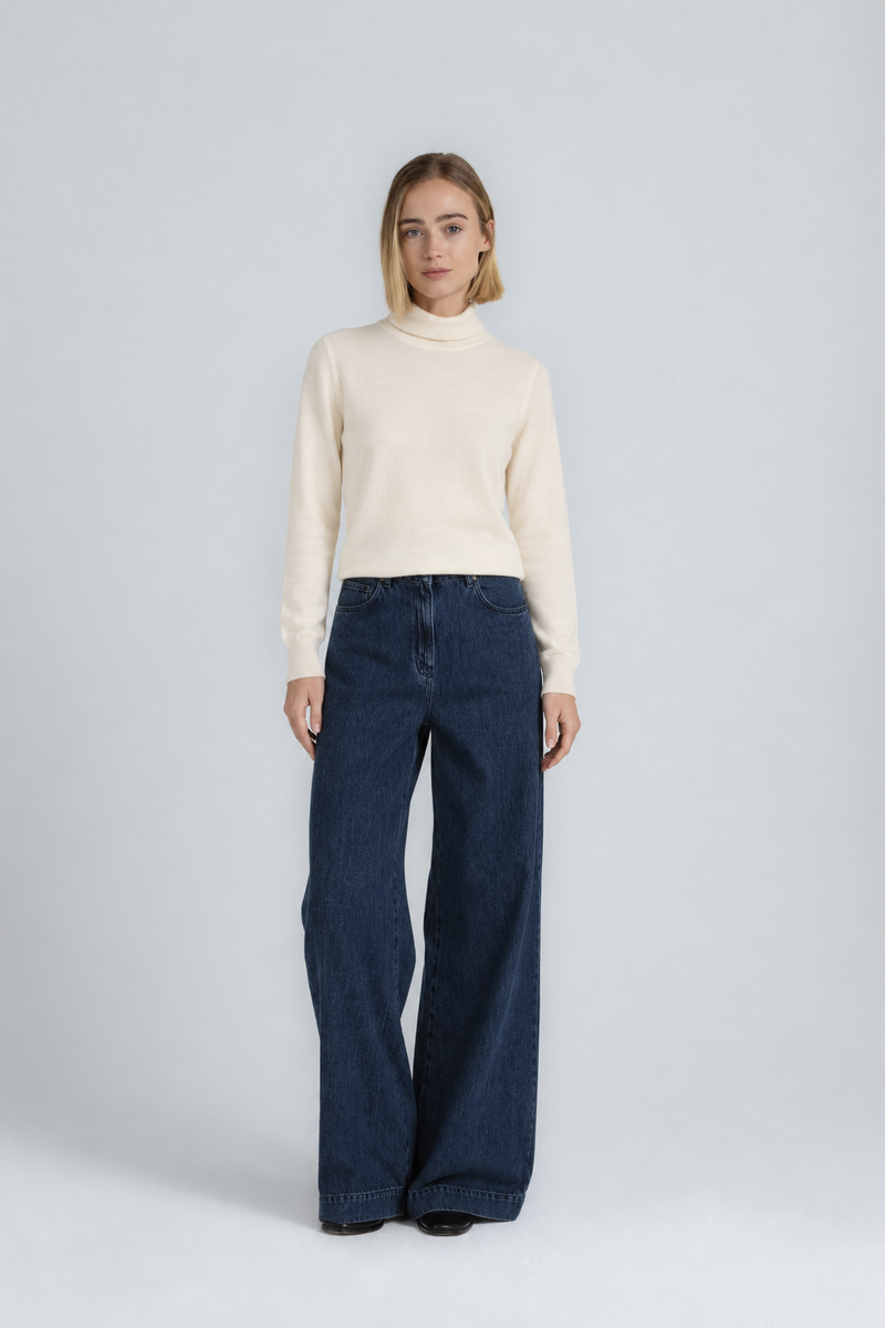 LIVIA Ecru polo neck jumper