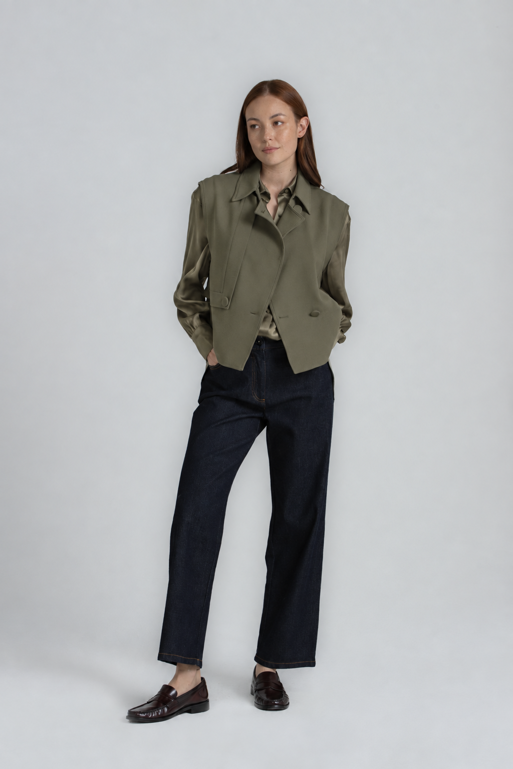 HESTIA Khaki fluid shirt
