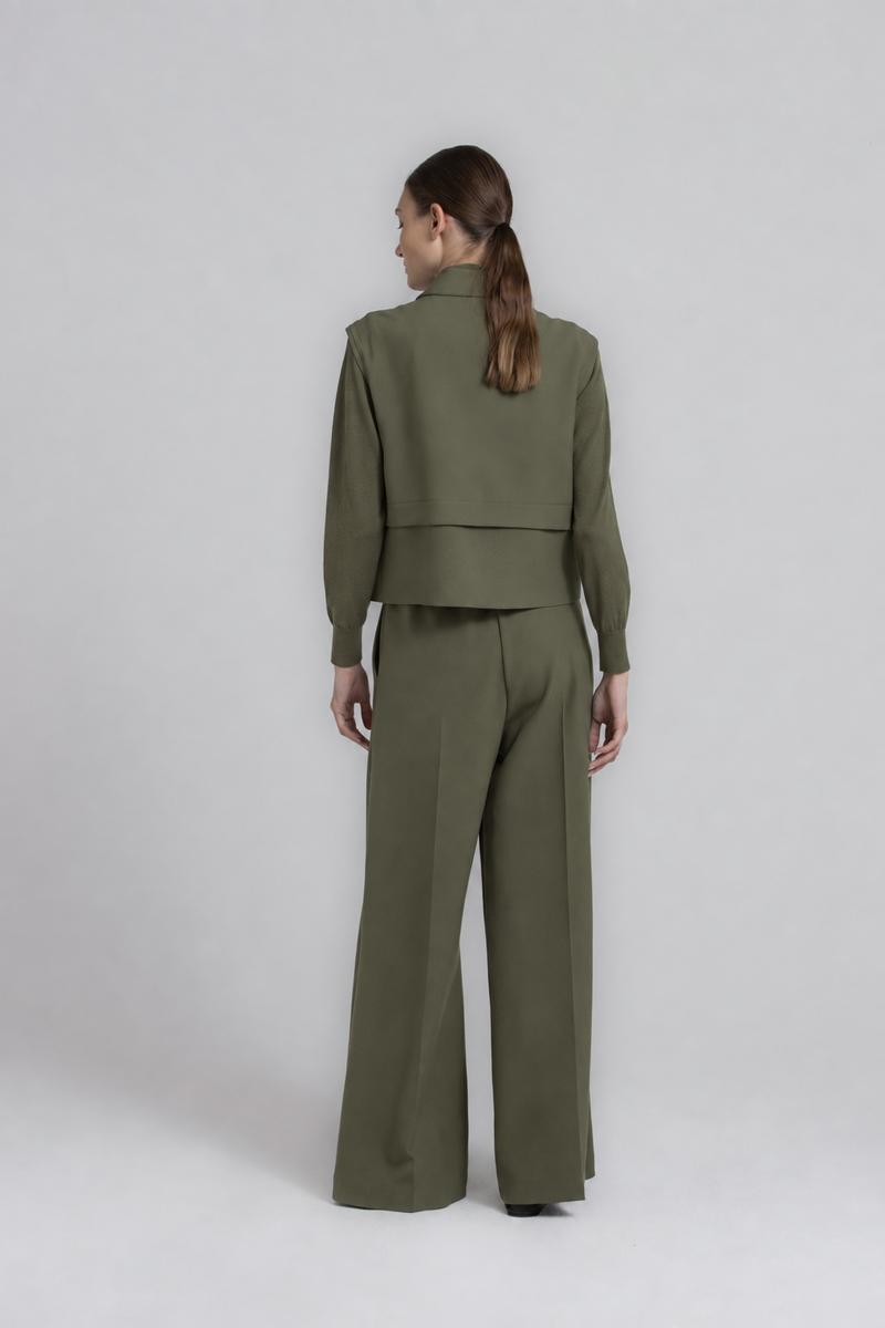 RUBIO Long wide-leg khaki trousers