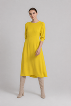 KALY Robe ample mi-longue jaune