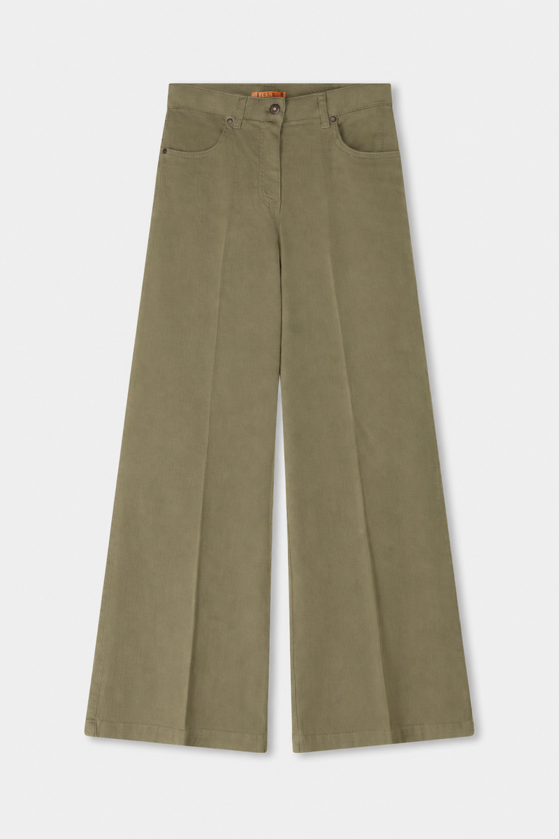 REV Wide-leg khaki denim