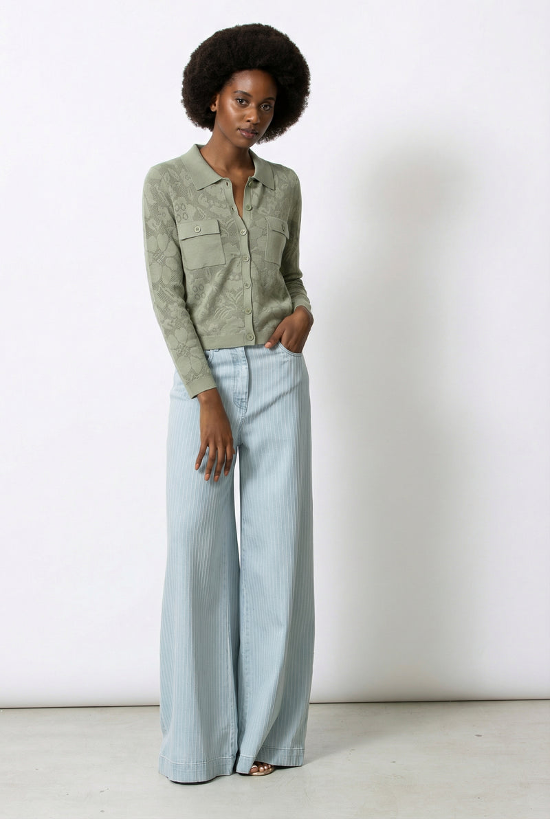 FLORE kaki trui-cardigan