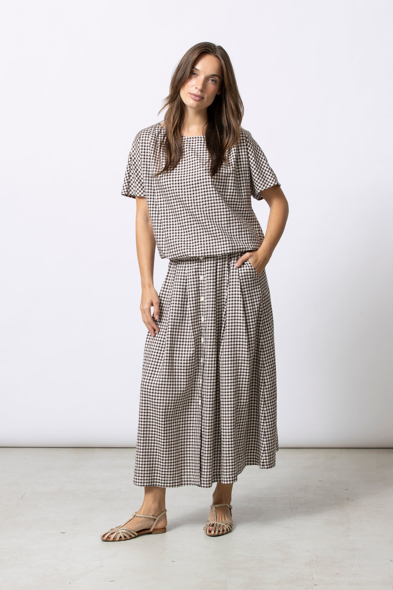 HIFI brown check blouse