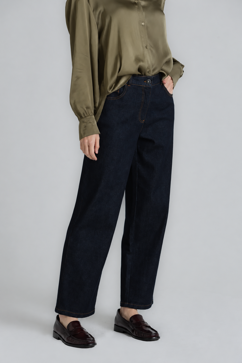 ROLLING Straight-leg indigo denim