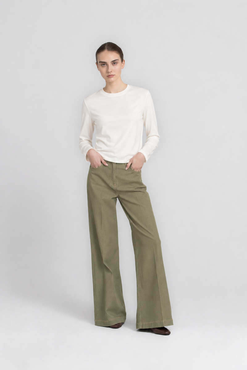 REV Wide-leg khaki denim