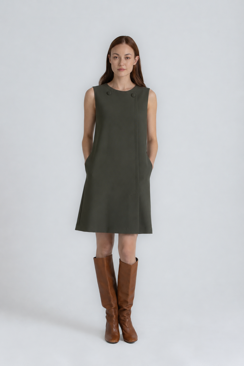 KORNER Khaki wide sleeveless dress